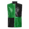 Boys Jazz Dance Top Mock Neck Sleeveless Back Invisible Zipper Shiny Sequins Color Block Stage Costume