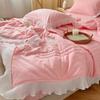 Summer Solid Thin Quilt Washable Pink Skirt Summer Bedspreads For Double Bed Comforter Microfiber Lightweight Blanket
