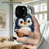 Phone case: 2D flat design suitable for iPhone 18 17 16 15 14 13 Pro protective case, blue little penguin, perfect Christmas and Halloween holiday gif