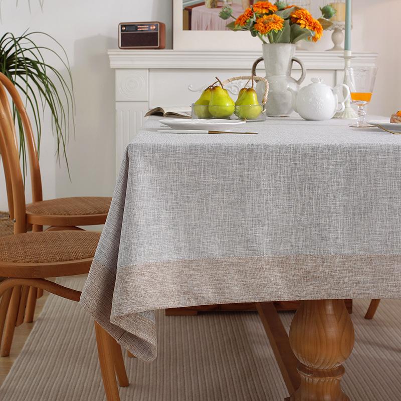 Ins Cotton And Linen Tablecloth Solid Color Hemming Light Luxury High-End Coffee Table Tablecloth Rectangular Solid Color Dining Table Fabric Spot