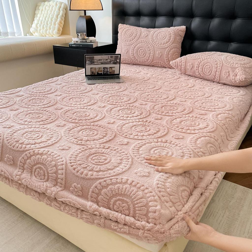 G5Z2025 Зимнее теплое плюшевое нескользящее тафтовое натяжное постельное белье - Односпальный/Двуспальный размер