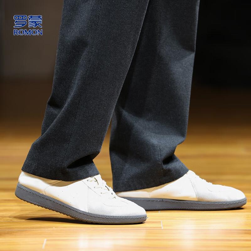 Мужские повседневные брюки свободного кроя с широкими штанинами из смесовой шерсти