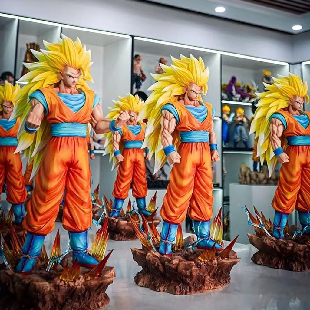 ZWandJT Studio Dragon BallZ Супер Сайян 3 Форма Гоку SSj3 Броли 13,77 дюйма / 35 см Может светиться движение ПВХ Обе руки Фигурка Игрушки Подарок