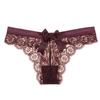 Women Lace Bow Underpants Transparent Breathable Low-Waist Briefs Embroidered Panties Bikini Comfortable Lace Thongs Panties