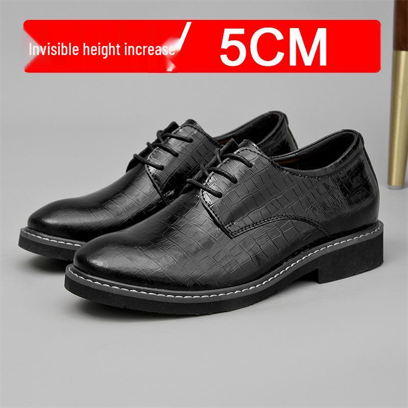 Невидимые мужские кожаные туфли, увеличивающие рост на 5 см - Business Casual, Британский стиль, Мягкая подошва для женихов и свадеб