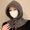 Autumn and Winter Warm Knitted Hat Scarf All In One Hooded Scarf Ear Protecting Woolen Cap for Men