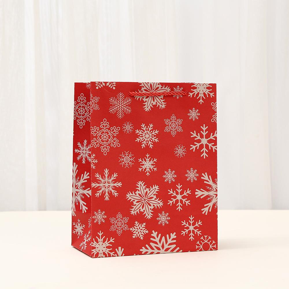 12 PCS Christmas Party Gift Bags Handle Red Kraft Paper Bags Santa Claus Printed Gift Bags Shopping Bag for New Year Christmas