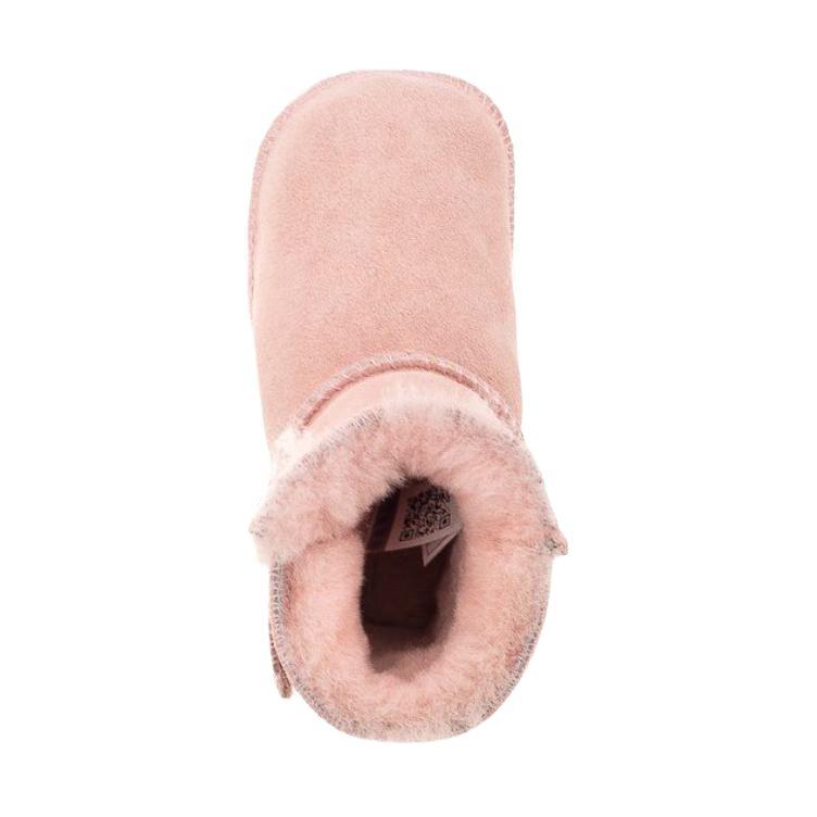 UGG Кожаные ботинки для детей с логотипом, низкие, розовые, Детские ботинки 5202-BPNK