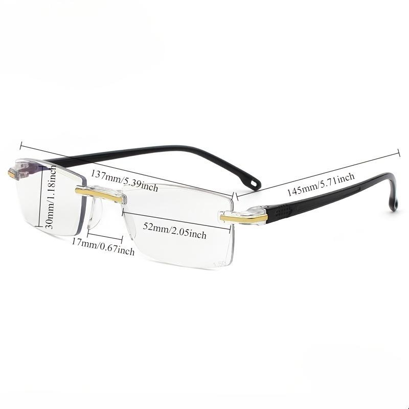 Прямоугольные безободковые очки для чтения для мужчин и женщин, материал оправы ПК, легкие, с прозрачными линзами из ПК для чтения