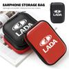 Mini Earphone Case Portable Mini Zipper Headphone Bag Storage Box Accessories For Lada Xray Granta Priora Sedan Sport Kalina