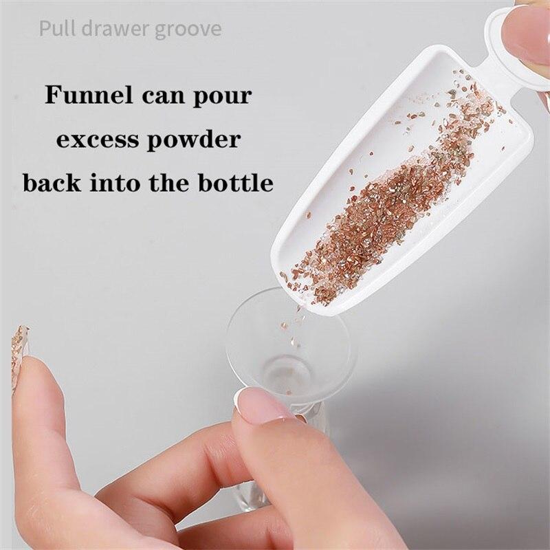 Двухслойный инструмент для ногтей, французская коробка для пудры, контейнер для сбора пудры, инструменты для хранения блестящей пудры для маникюра