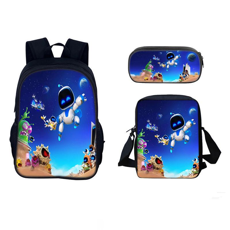 Astro Bot Space Robot Kids School Backpack Set With Cartoon Print For Elementary Students
