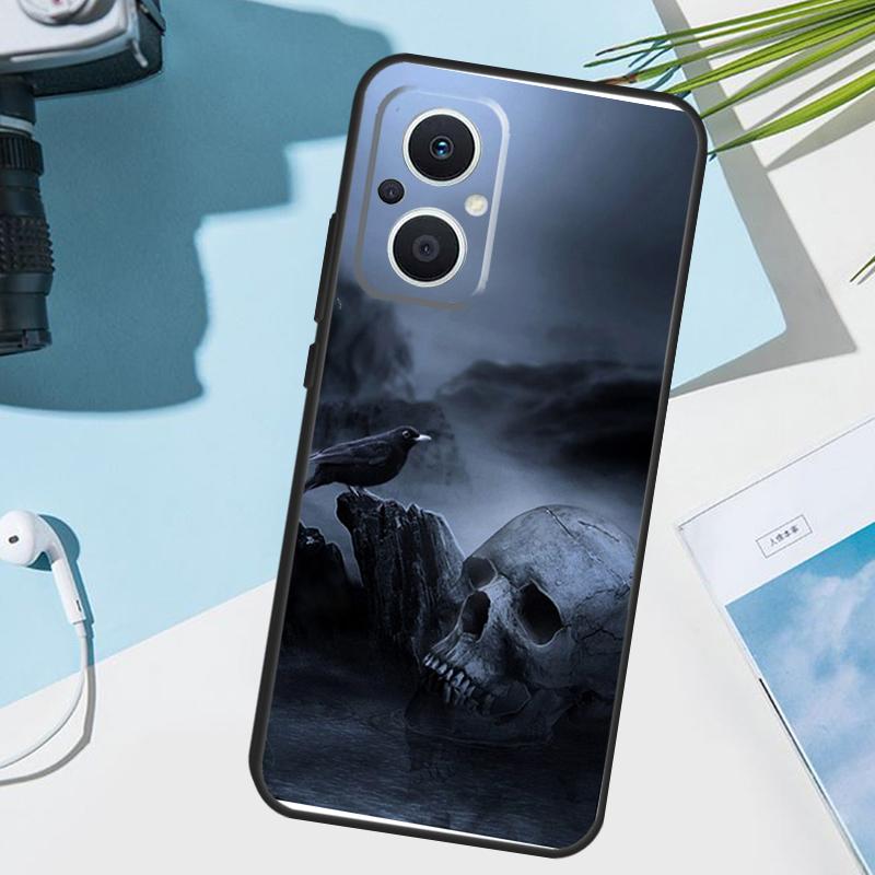 Чехол-обложка Череп Ворон Цветок для OPPO Reno 14 F 13 12 11 10 Pro 11F 12F 13F 7 8 Lite Чехол для OPPO Find X9 X8 X6 X5 Pro
