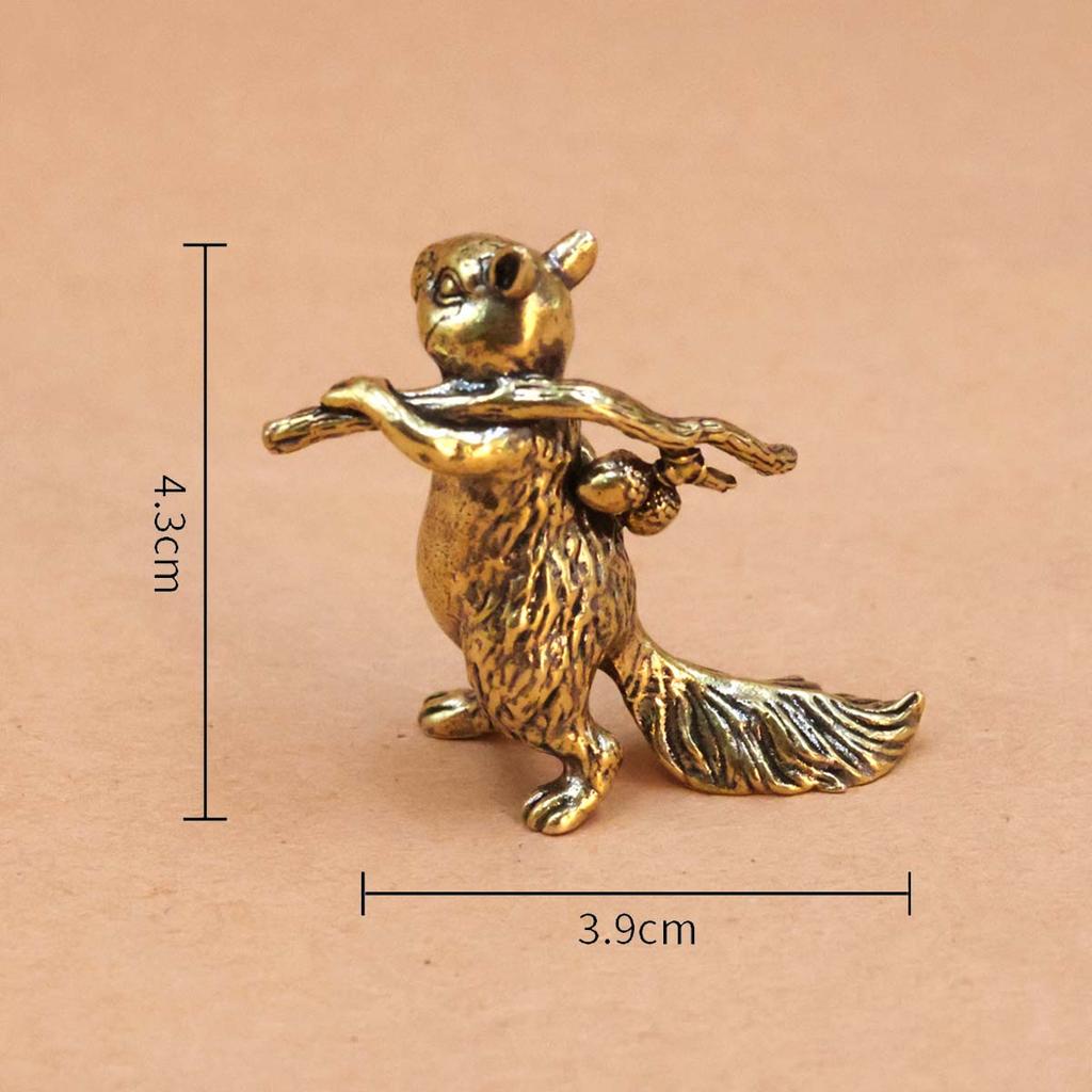 Solid Brass Office Desk Decoration Ornament Anti-Squirrel Bronze Tea Pet Craft Gift Handheld Piece