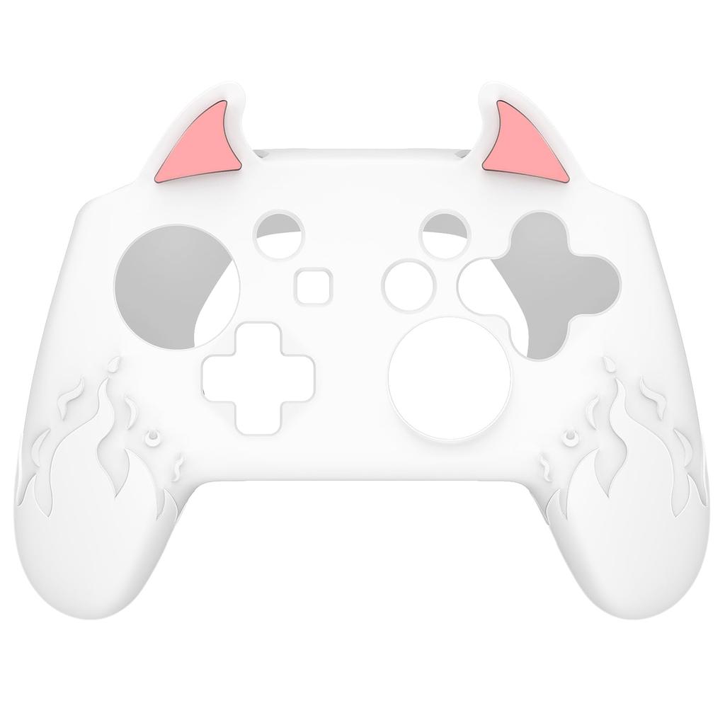 Силиконовый чехол PlayVital Cute Demon для контроллера Nintendo Switch Pro, колпачок джойстика и наклейка-уплотнитель в комплекте [белый]