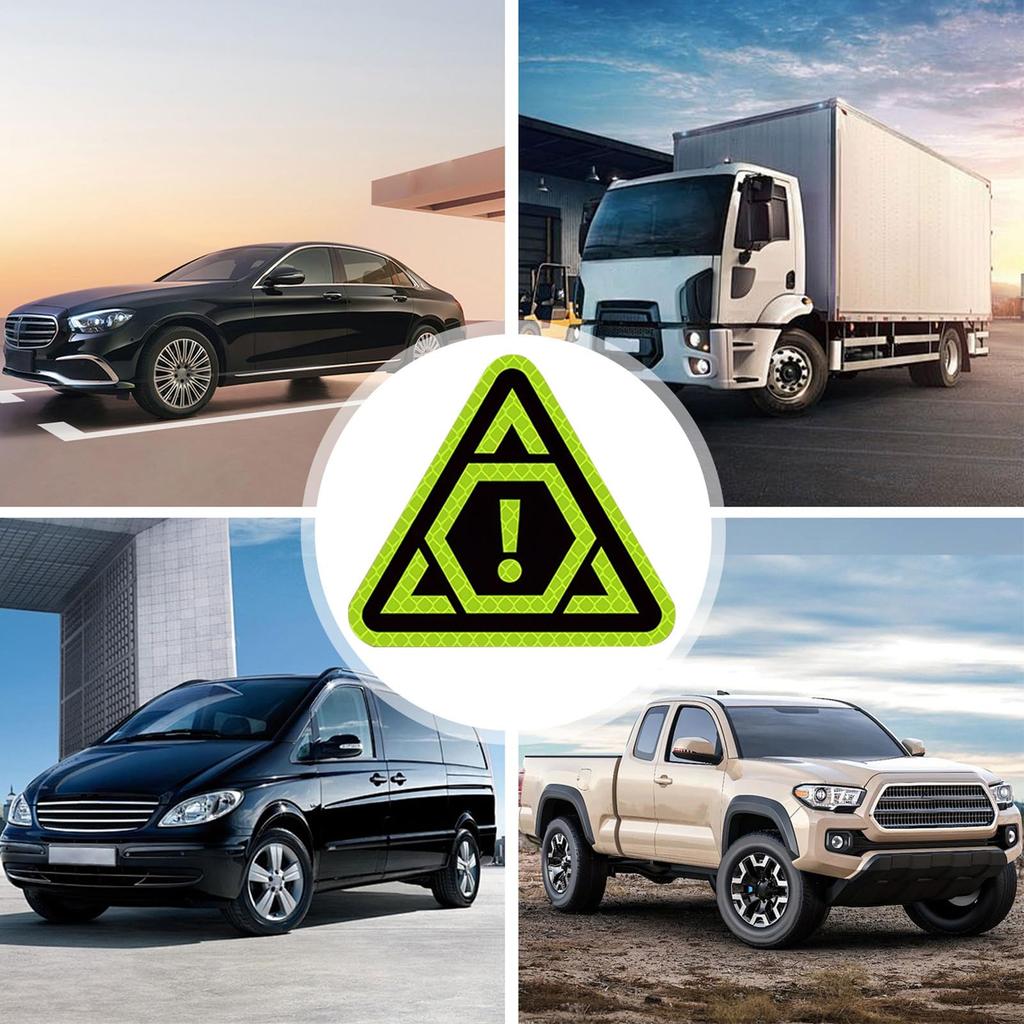 Reflective Sticker, Triangular Warning Reflective Sticker, PVC, Yellow/Green, 240° Wide Angle Reflection, 4.2 x