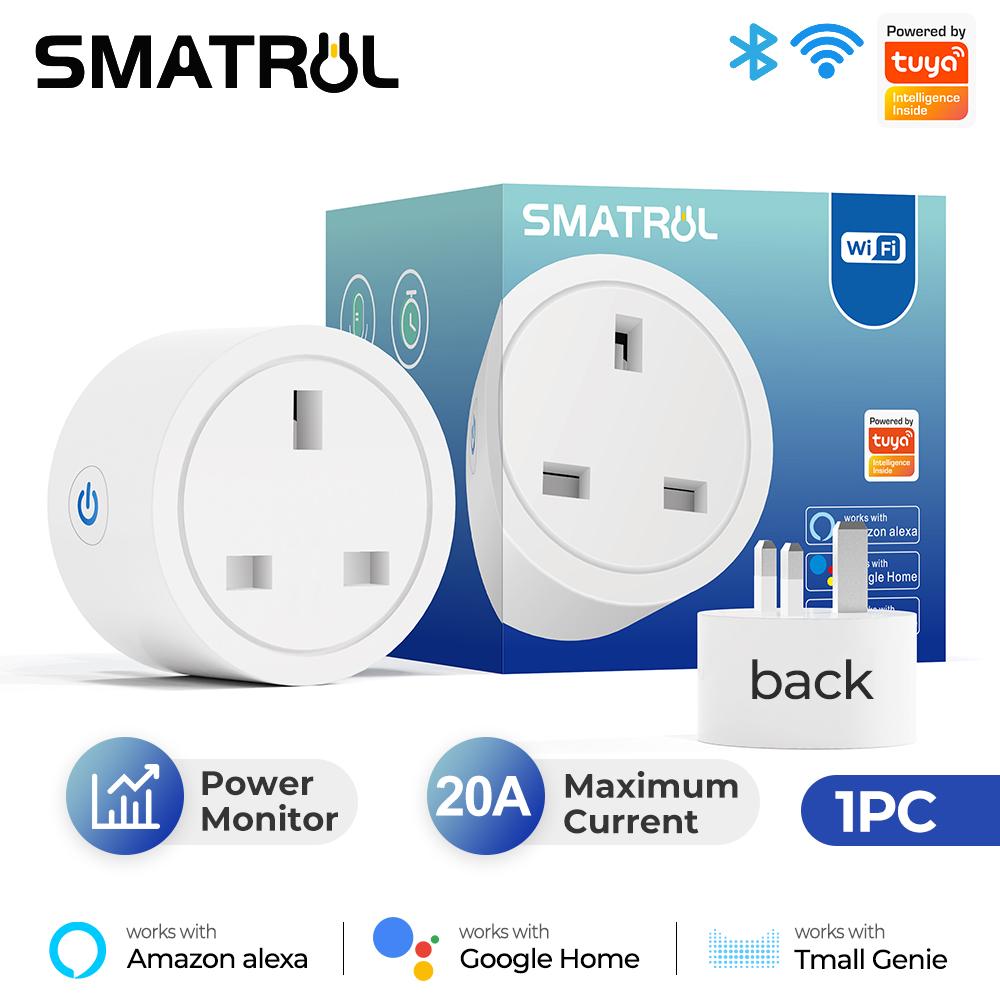 20a Tuya Smart Wi-Fi Plug UK Беспроводная розетка управления с функцией таймера мониторинга энергии работает с Alexa Google Home