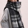 Mohair Plaid Wool Scarf Plush Long Shawl Fashion Winter Cashmere Scarves  Autumn Winter