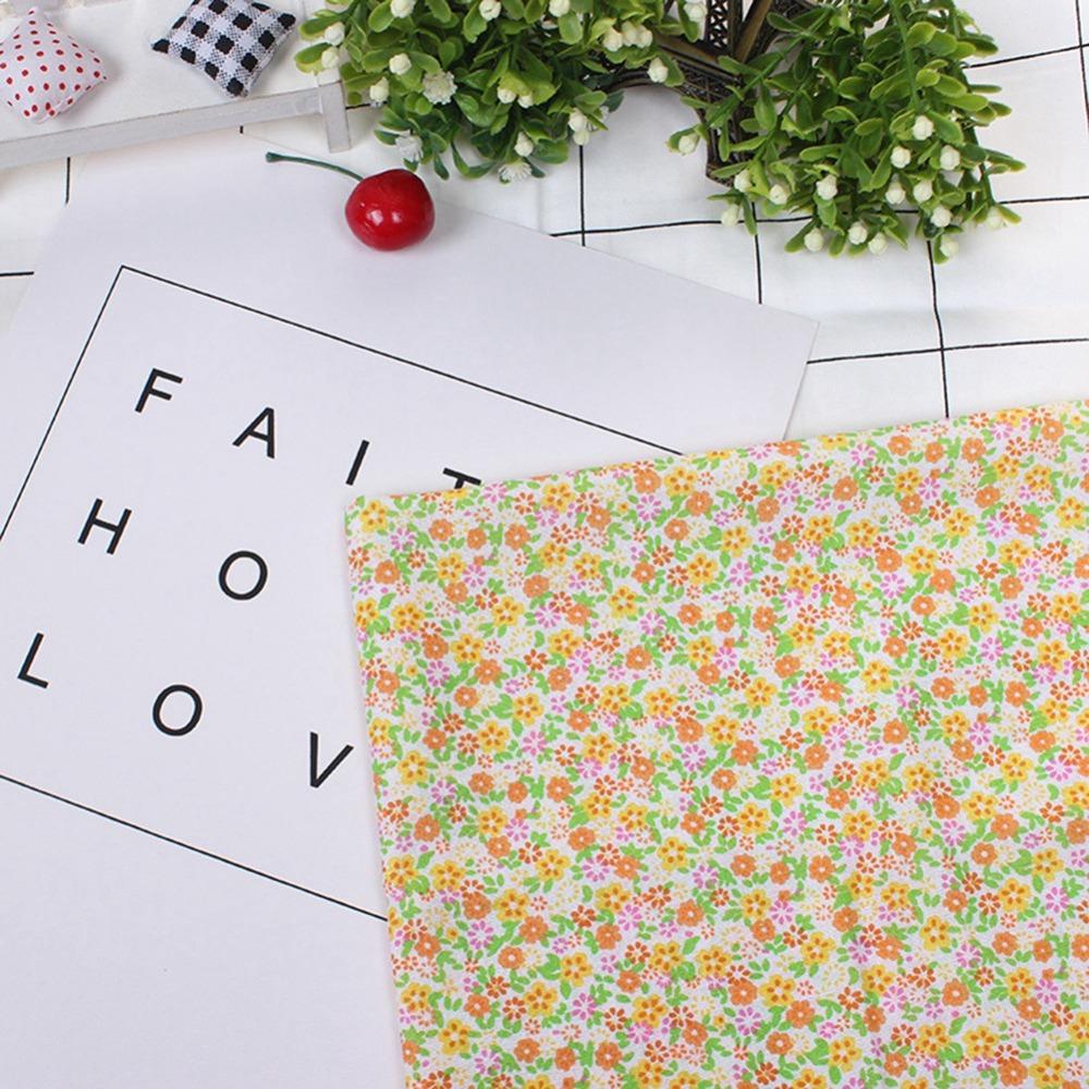 7Pcs Orange patchwork fabric set 25*25cm small floral fabric handcraft decoration making