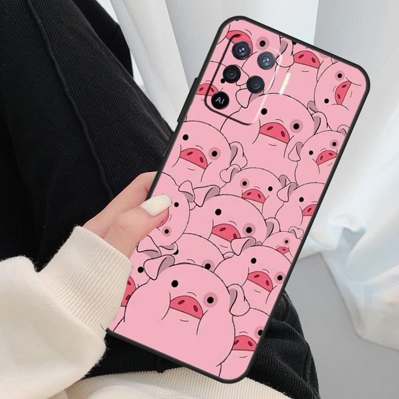 Мультяшный чехол-поросенок для Oppo A96 A76 A16 A60 A98 A58 A78 A18 A38 A80 A40 A77 A57 A17 A74 A54 A94 A15 A5 Pro