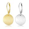 Round Geometric Drop Earrings Gold/Silver Tone Circle Disc Coin Flat Brushed Drop Earring for Fashionable Women