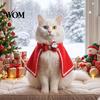 Праздничный костюм для кошки, Рождественская накидка для питомца с бантом, Красный плащ для маленьких и средних собак и кошек, Наряд с белой волнистой отделкой, Праздничная одежда для питомцев Собака