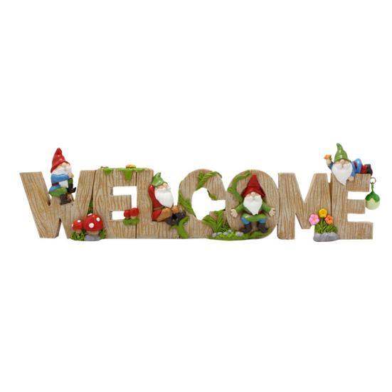 Dwarf Welcome Sign Resin Cartoon Dwarf Ornament Garden Gnome Letter Welcome Sign for Home Office