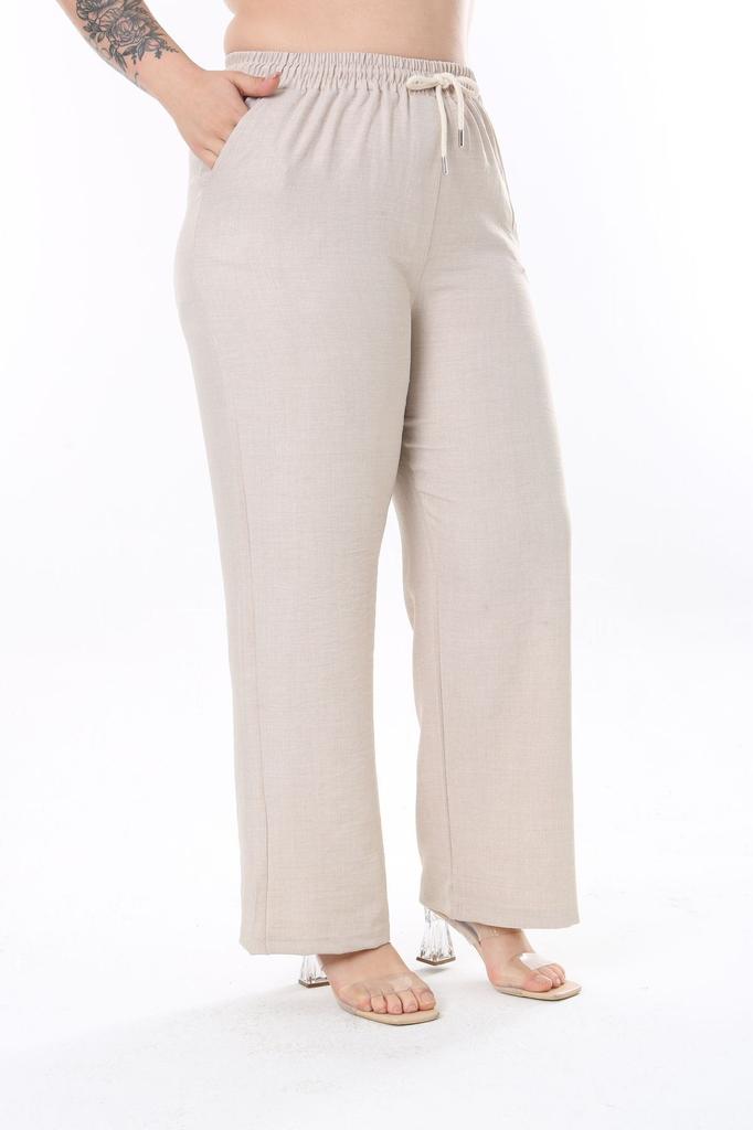 Женские стильные брюки больших размеров, льняные удобные брюки с эластичной резинкой на талии, большие размеры