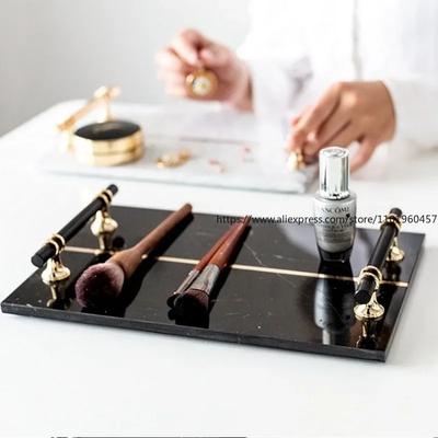 Подносы из натурального мрамора Декоративный сервировочный поднос Стол Обеденные тарелки Десертная тарелка Продукт для ухода за кожей Полка для ванной Инструменты для ванны Тарелки