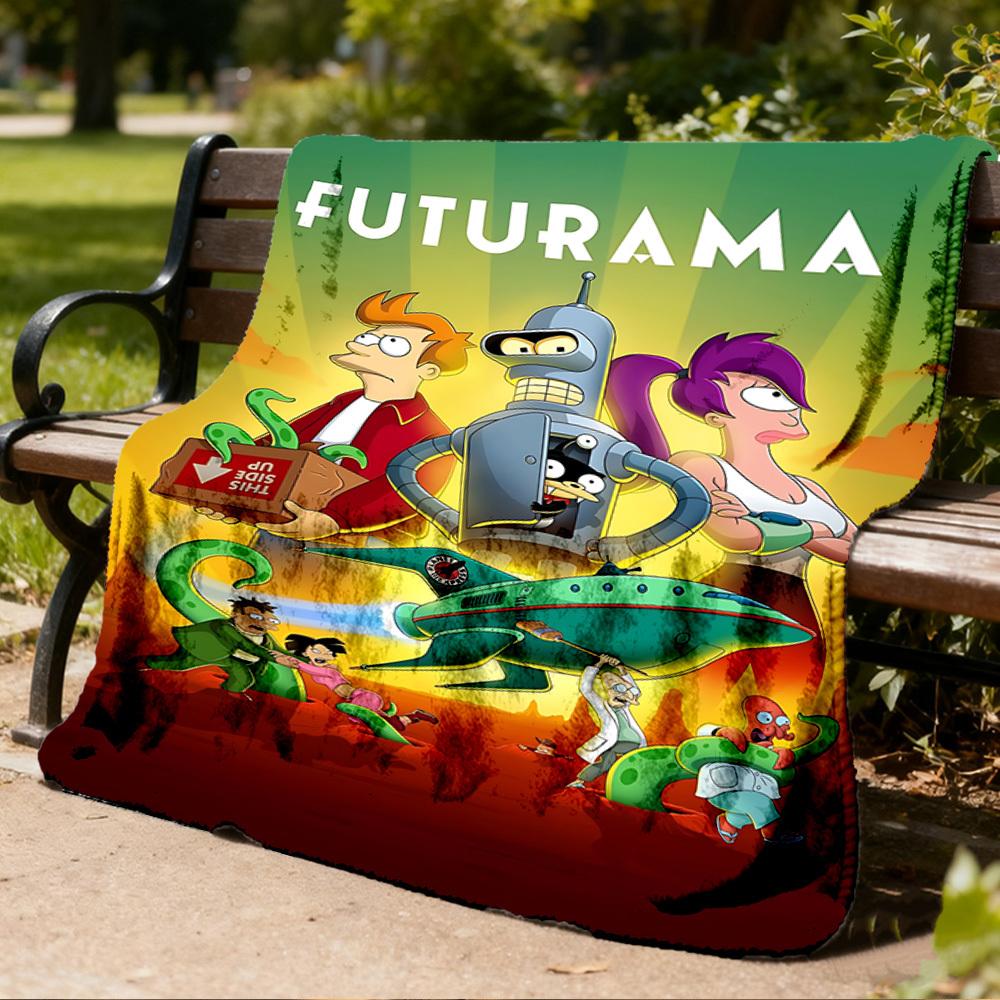 1 шт. Фланелевое одеяло Futurama для улицы, легкое, теплое, уютное, для путешествий, кемпинга, офиса, мягкая полиэстеровая ткань