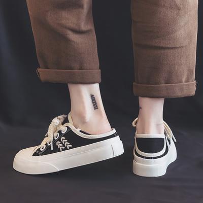 Холщовые туфли с колосьями пшеницы женские новые универсальные на платформе два способа носки одна педаль женская обувь белые туфли повседневные кеды женские