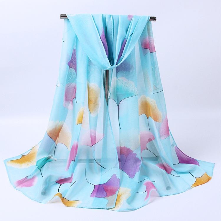 Silk Scarf For Women In Summer Fashionable Shawl Thin And Versatile Spring And Autumn Sand Scarf Long Chiffon Small Strip Scarf