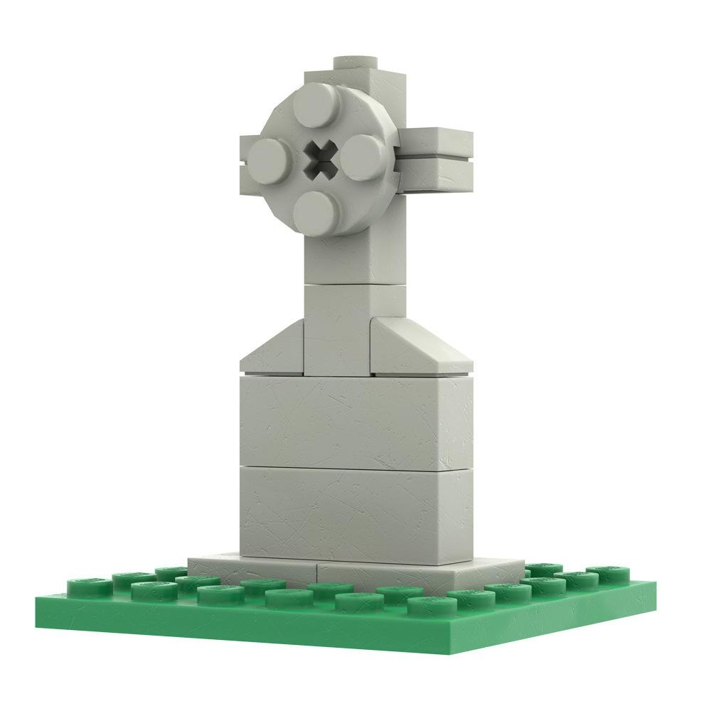 Мелкие Частицы Хэллоуин Кладбище Тыква Сращивание Сборка Забор Дом с Привидениями Сцена Строительный Блок Сделай Сам