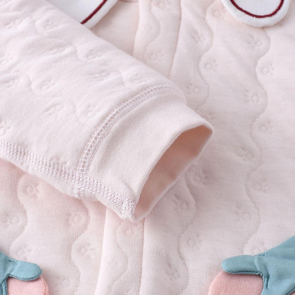 Детский ромпер с лацканами: Уютный трехслойный комбинезон для новорожденных - Идеально подходит для весенних, осенних и зимних прогулок