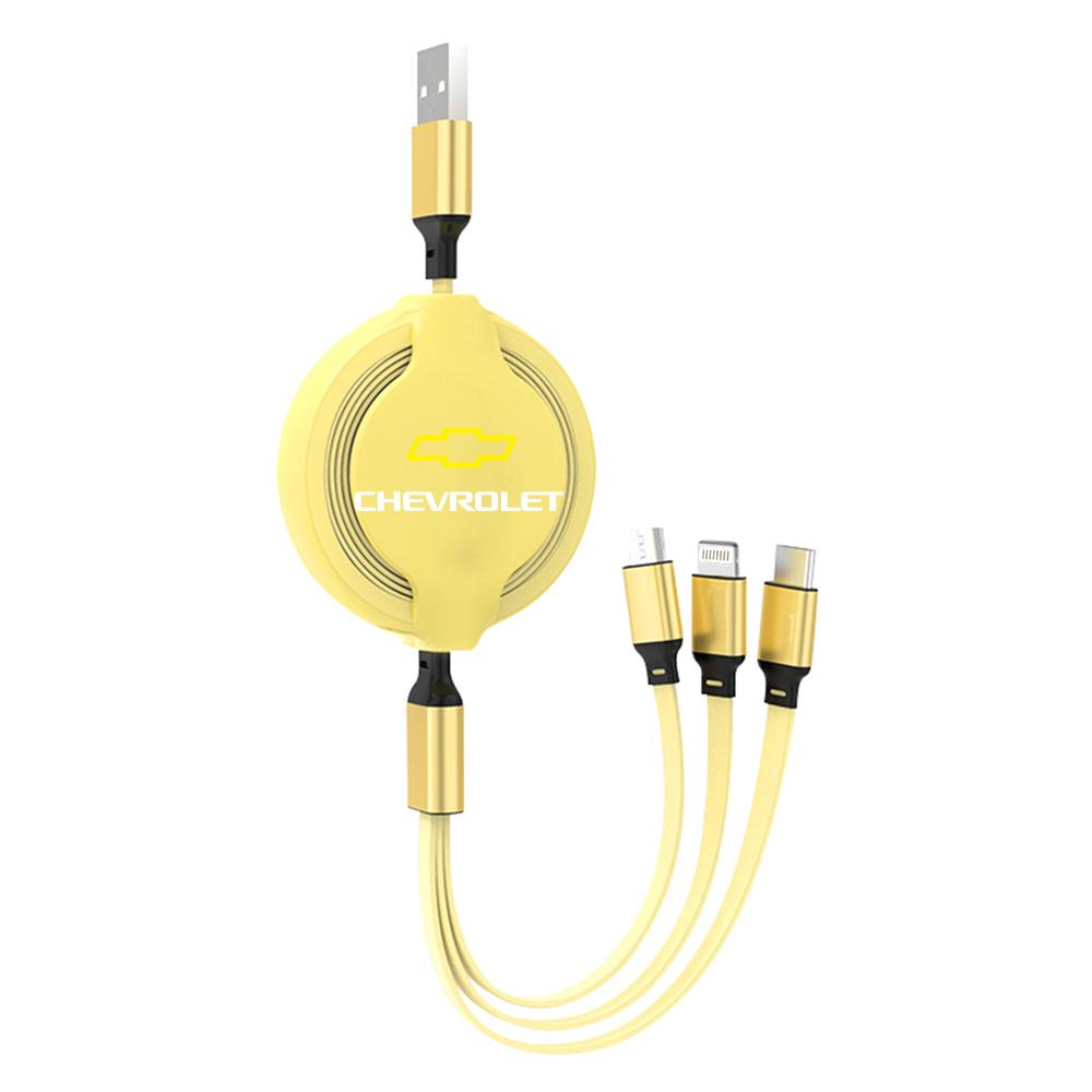 knuz4 Three-in-one Fast-charging Charging Cable IPhone Charger USB Data Cable For Chevrolet Cruze Spark Captiva Suburban Camaro Malibu
