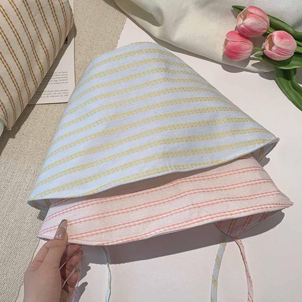 UV Resistant Sun Protection Hat Wide Brim Sun Cap Face Slimming Striped Fisherman Hat  Camping