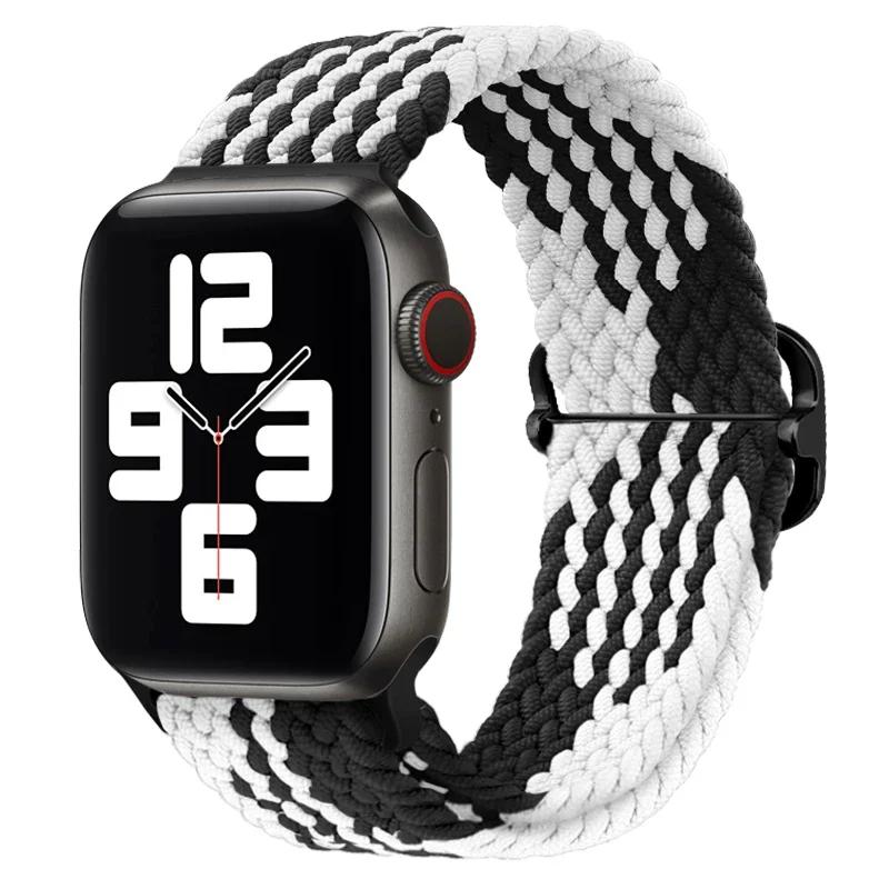 Плетеный ремешок Solo Loop для Apple Watch 10 Band 42 мм 46 мм 45 мм 44 мм 40 мм 9 8 7 6 5 4 SE 2 Регулируемый эластичный нейлоновый ремешок iWatch Ultra
