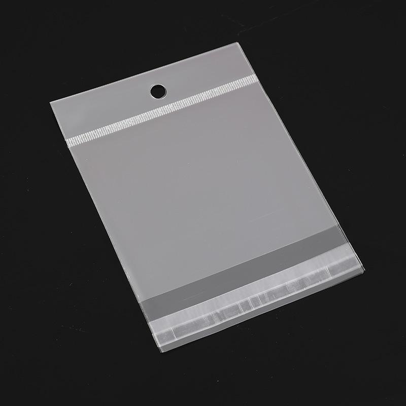 Прозрачный самоклеящийся пакет для украшений с отверстием для подвешивания и напечатанным логотипом