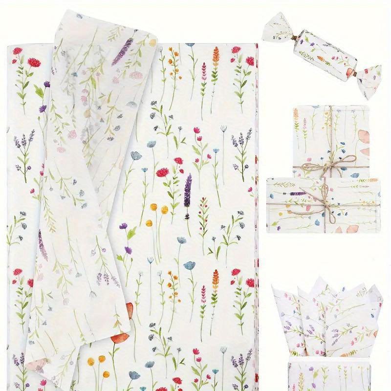 10 Sheets Floral Lavender Wrapping Tissue Paper, Art Craft Paper for Gift Wrapping, Bouquet Packing, DIY Projects, Party and Wedding Decoration