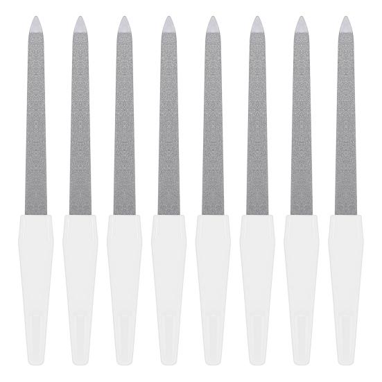 8 шт. Двусторонняя металлическая пилка для ногтей с эргономичной нескользящей ручкой для профессионалов мужчин и женщин