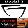 For Tesla Model 3 Y 2017 2018 2019-2025 Glossy Black/Carbon Look Car Front Bumper Fog Light Frame Spoiler Decoration Body Kit