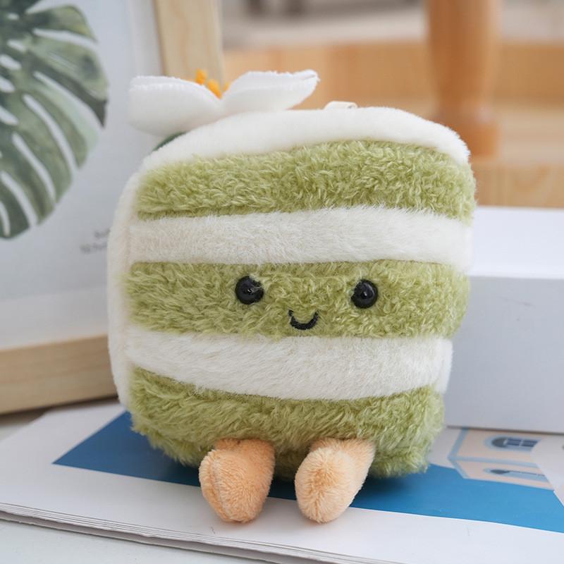 Adorable Plush Triangle Cake Keychain Soft Toy Cute Dessert Pendant For Girls