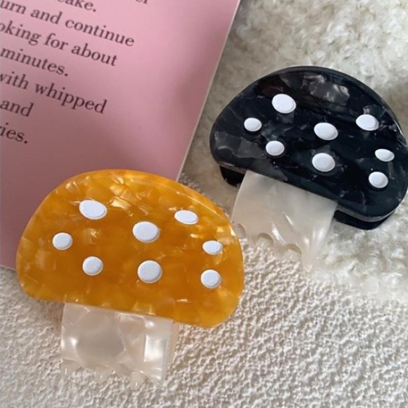 Милый маленький зажим для волос в форме гриба, креативная ацетатная заколка для волос, прелестные растительные зажимы-акулы для девочки, аксессуары для волос