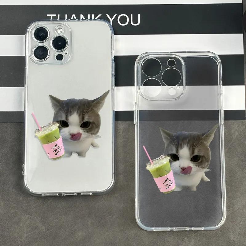 Милый Чехол для Телефона с Кошкой Для iPhone 17 17E 16E 16 15 11 12 14 13 Pro Max Plus 17Air Ударопрочный Прозрачный Чехол Fundas
