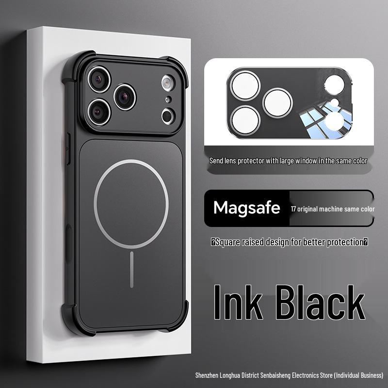 Магнитный чехол для iPhone 17 Pro Max с квадратными подушками безопасности, защита от падений и встроенной защитой объектива