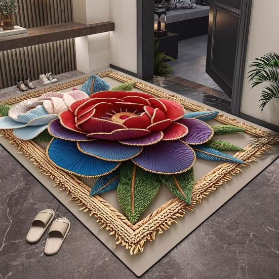 Коврик для пола 3D цветочный узор коврик для ванной комнаты высокоабсорбирующий быстросохнущий нескользящая резиновая основа кухонный душевой коврик для двери прачечной