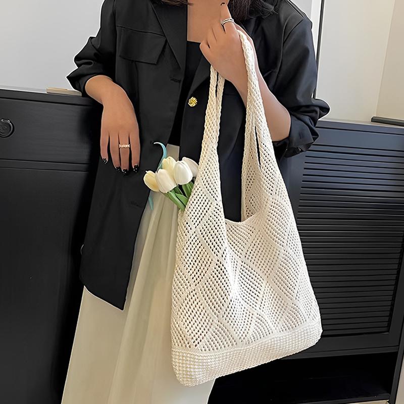 Вязаная сумка-тоут большой вместимости, вязаная сумка через плечо для покупок