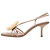 Pu Open-Toe Fashion Floral Decor High Heel Strap Sandals 7.5Cm Women Sandals Beige 2312510098