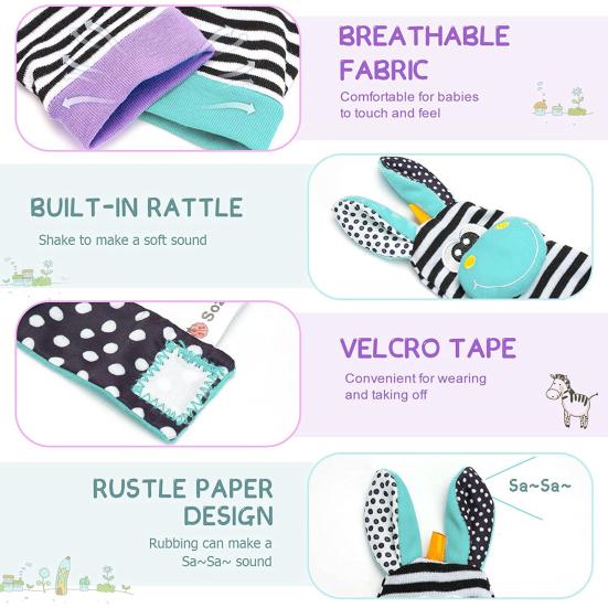 1 комплект детских носков, погремушки на запястье, набор погремушек для поиска ног, детские носки для рук, детские погремушки для новорожденных