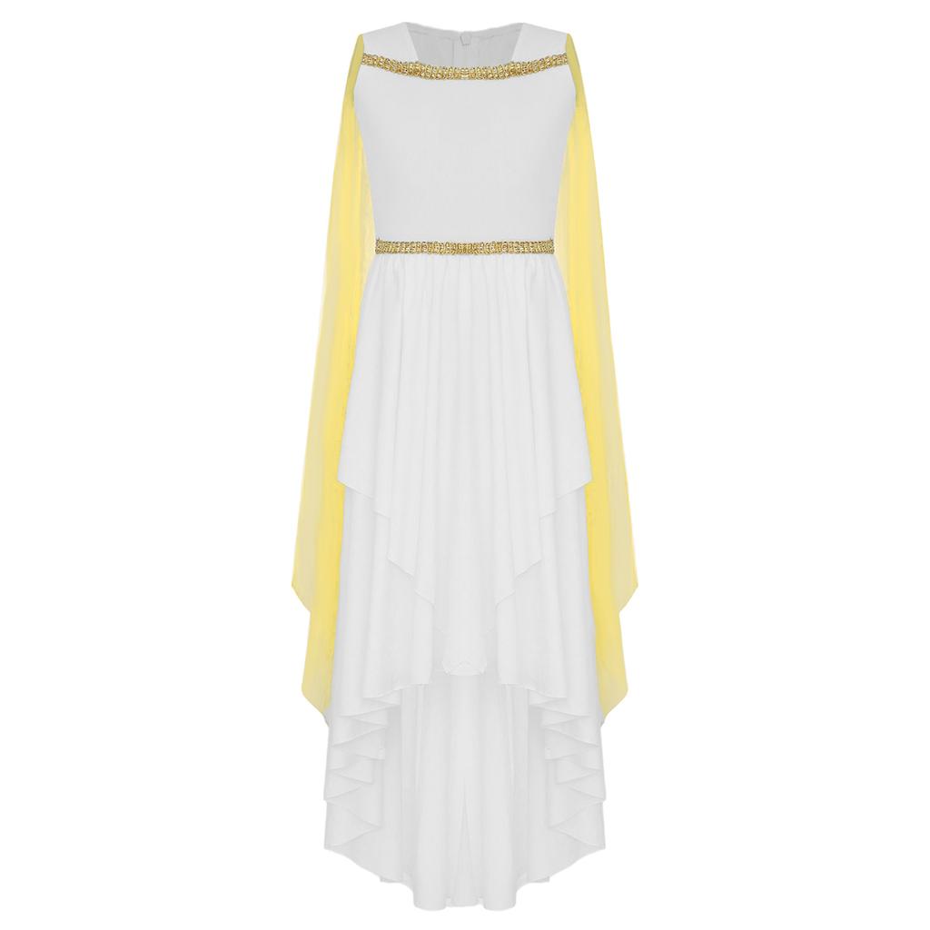 Девочка Хэллоуин Костюм Древнегреческой Тоги Безрукавная Шаль Лоскутное Струящееся Платье Древний Рим Египет Принцесса